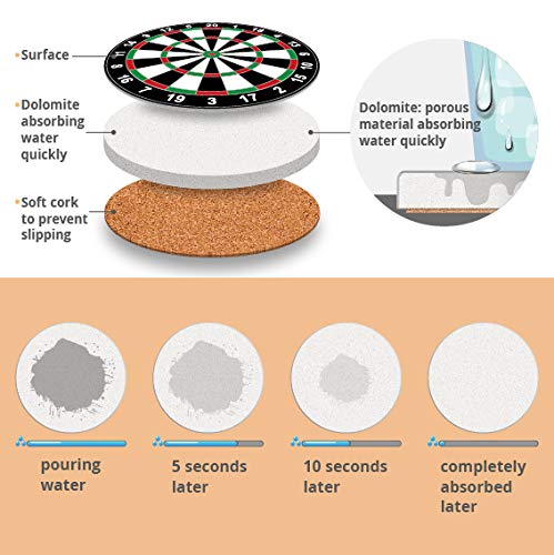 image for Lifver 6-Piece Absorbent Stone Coaster Set with Cork Base,