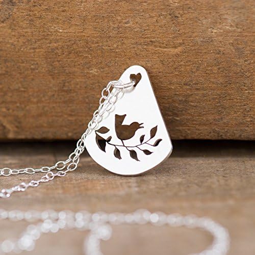 Bird on a Branch Necklace Hand Sawn from Sterling Silver