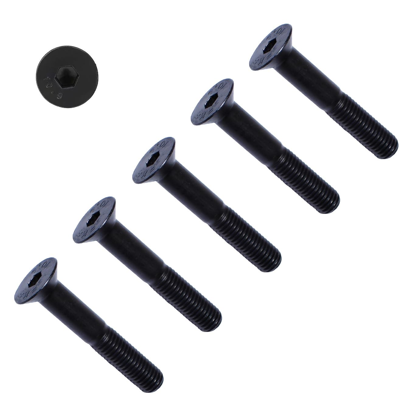 TERF® M10 X 90mm Hex Socket Countersunk Black Machine Screw M10 (10mm) X 90mm Allen Key Bolts Hexagonal Socket Countersunk Machine Screws - Pack of 5