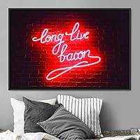 Framed Canvas Wall Art Illuminated Words 3D Industrial Inspirational Multicolor Neon Pop Art Quotes Typography Urban - 16x24 inches