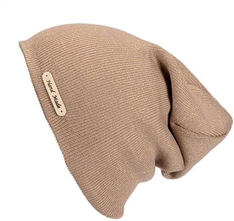 Trendy Warm Knit Beanie Chunky Stretchy Soft Caps for Men &amp; Women (Brown)