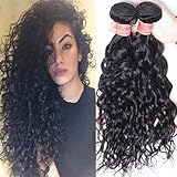 Vipbeauty 3 Bundles Of Brazilian Hair 7A Grade 100% Unprocessed Virgin Water Wave Wair Natural Black 95-105g/pc