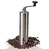 Manual Coffee Grinder - Adjustable Ceramic Conical Burr Coffee Bean Mill With Stainless Steel Body & Easy Hand Crank, Brewing Grinders for Office Home, Traveling Camping Consistent Grind French Press