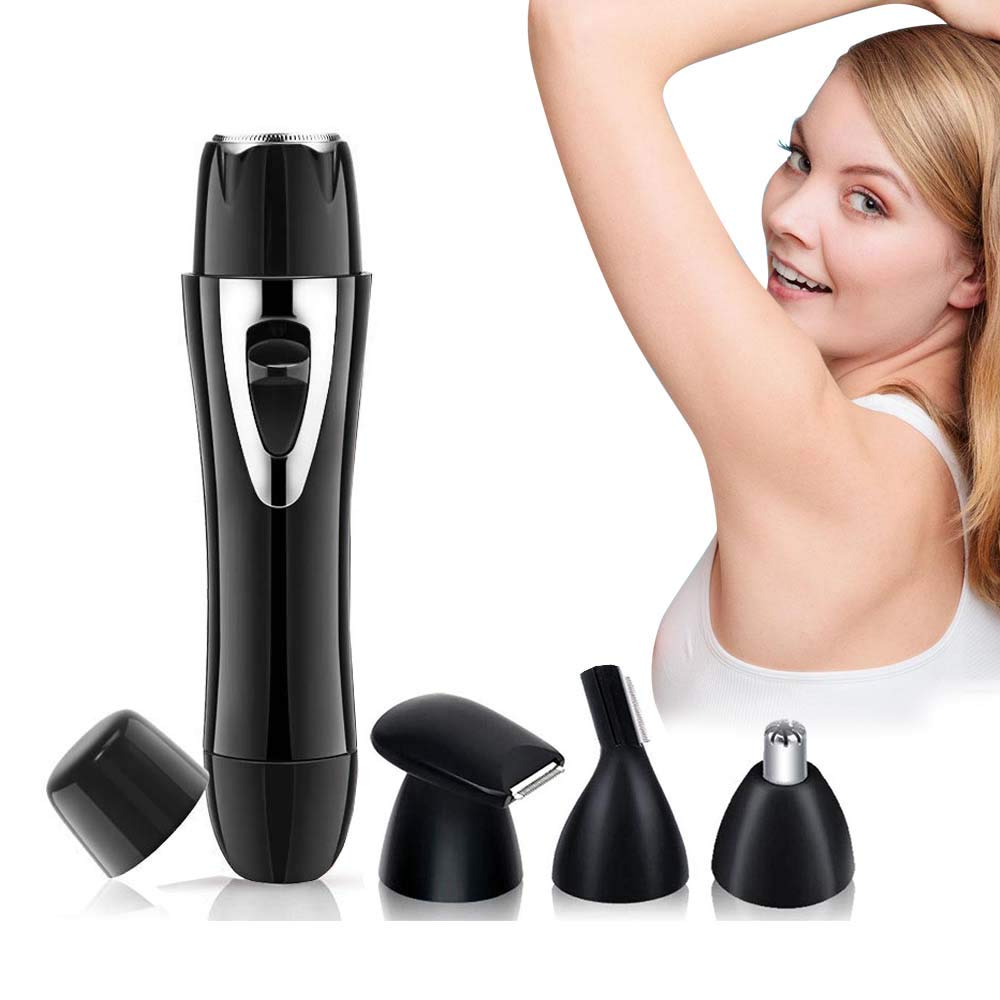 Nose Hair Trimmer Ear Clipper Multi-Function 4 in 1 Electric Eyebrow and Facial Hair Trimmer for Men and Women, USB Rechargeable, Water-Resistant Stainless Steel Blade, Easy to Cleaning (Black)