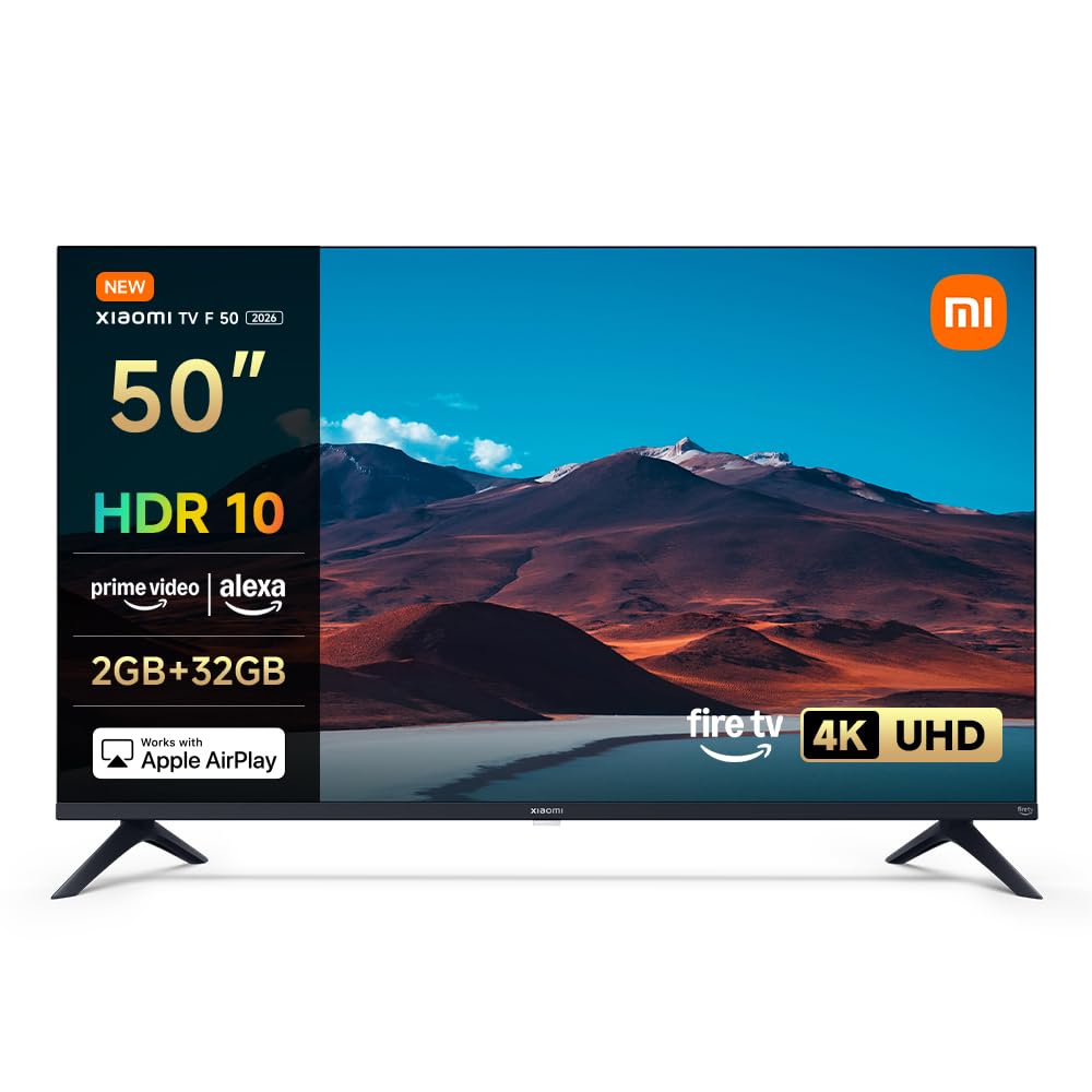 XIAOMI TV F 50, 50 pollici (127 cm), 4K UHD, Smart TV, Fire TV, Triple Tuner DVB-C/S/S2/T/T2,HDR10, MEM60Hz con 120Hz Game Boost Mode, Controllo Vocale Alexa, 2GB+32GB, Compatibile con AirPlay