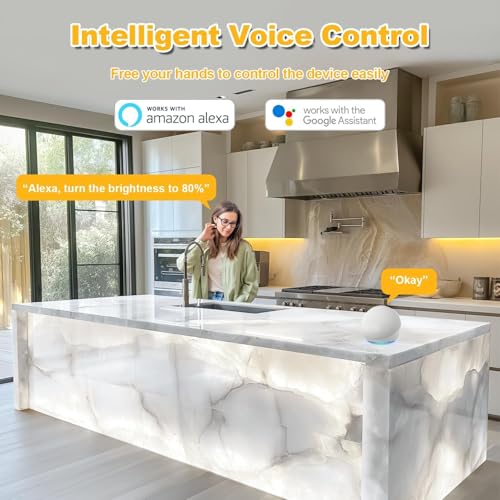 Lichaser 6000K LED Backlight Sheet White 24V 36W, Dimmable LED Panel Sheet Compatible with Alexa, Flexible Backlit Light Remote & APP, 19.7X9.7 Inch for Marble, Onyx, Quartz Countertop (4 Pack)