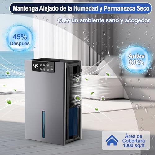 2.8L Deshumidificador Avanzado, Deshumidificador Doméstico Eléctrico con Función de eliminación de polvo, Silencioso Portátil, Luz LED de 7 Colores, Auto Descongelación, 6 Modo, para Sala Baño etc