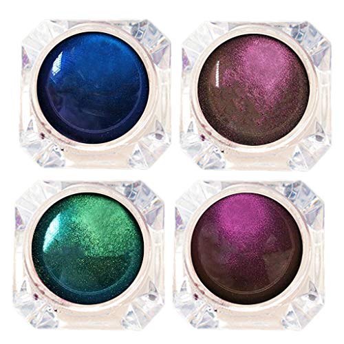 TooTu 1/2/3/4PCS Multi-Chrome Shade Shifting Pigments Eye Shadow - Multi-Functional Smokey Professional Makeup Palette Powder,Lip Gloss, Eye Shadow and Nail Coating - for Face/Body/Nails (4PC)