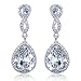 EVER FAITH Zircon Austrian Crystal Wedding 8-Shape Pierced Earrings Silver-Tone