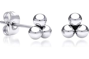 555Jewelry Stainless Steel 3 Dots Triple Ball Delta Earrings for Women & Ladies