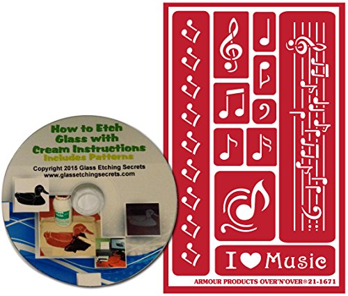 Musical Notes Stencils for Glass Etching or Painting, Reusable + Free How to Etch CD