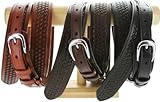 James Western Basketweave Leather Embossed Ranger Belts for Men