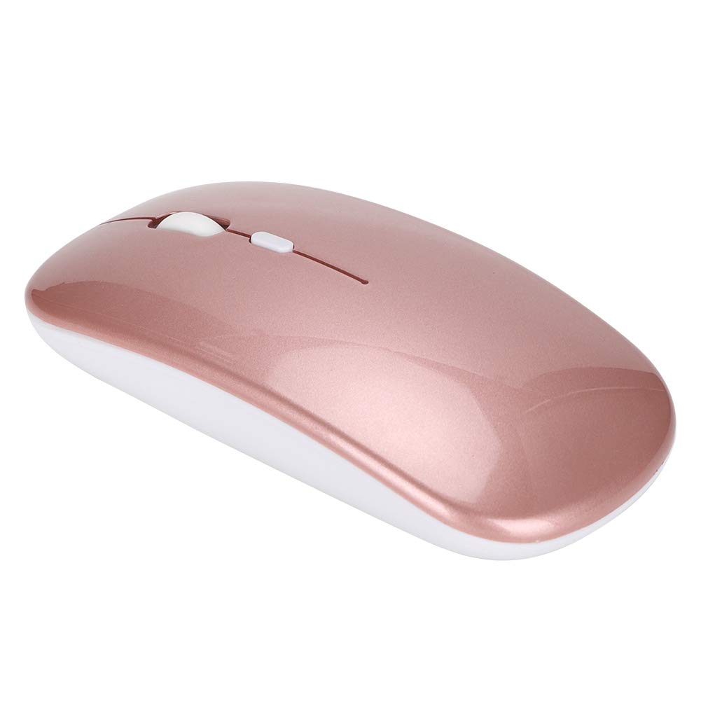 Bewinner 2.4G Wireless Mouse With USB Receiver, Portable Ergonomic Wireless Rechargeable Silent Mouse for PC/Tablet/Laptop 800, 1200, 1600 DPI Adjustable(Rose Gold)