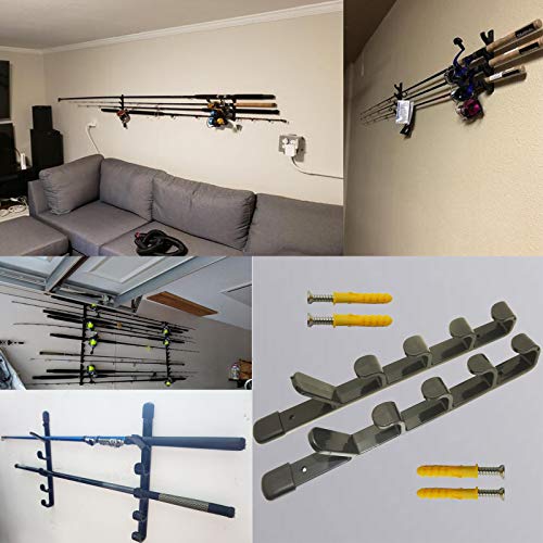 image for Pmsanzay Horizontal Fishing Rod Storage Rack Holder Wall Mount to Hold