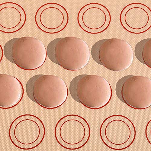 GARCENT Macaron Silicone Mat, Non-stick Silicon Pastry Baking Mold Set of 2, Cookie Half Sheet Kit with Oil Brush, Silicone Spatula, Food Tongs, Cake Decorating Supplies