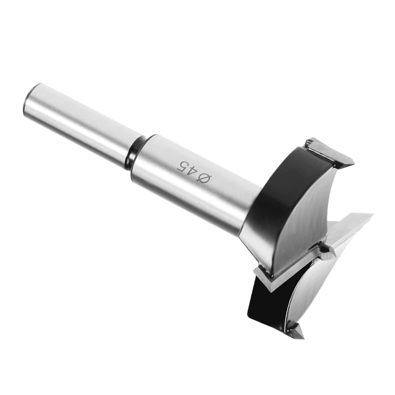 Kozelo Forstner Drill Bit - [45mm] Tungsten Carbide Auger Opener for Wood Furniture Hinge Woodworking Use, Round Shank, Black