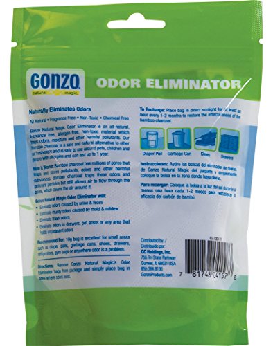Gonzo Bamboo Charcoal - 6 Extra Small Bags 10g - Odor Eliminator Bags Natural Purifying Charcoal Odor Absorber Air Freshener For Home Drawers Pets Gym Bag