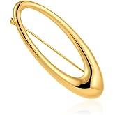 Minimalist Gold Oval Hoop Brooch - Shiny Metal Lapel Pin for Women Men, Slim Fashion Accessory for Coat Dress Scarf