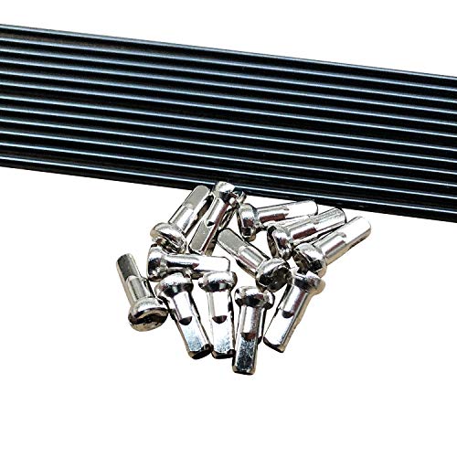 Positz Straight Pull Race Bike Spokes and Nipples - Stainless Steel, Black, 14G/2mm (12 Pack), 296mm - Thumbnail 2