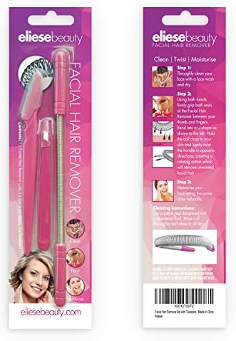 Threading Tool Beauty Set By ElieseBeauty Includes Hair Removal Tool, Tweezers &amp; Eyebrow razor 2 Pack