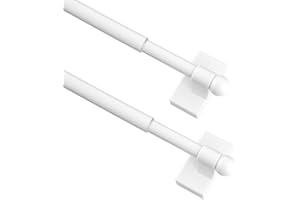 CGBAIEE Multi functional hanging pole，Magnetic Curtain Rods for Metal Doors，No tools required,Multi-Use Adjustable Appliance for Windows Iron Steel Places，16-28 Inch，2 Pack,White