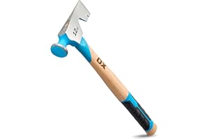 OX Tools Pro 12oz Dry Wall Hatchet Hammer Combo with TPR Grip and Nail Puller Straight Hickory Handle Milled Face Drywall Ham