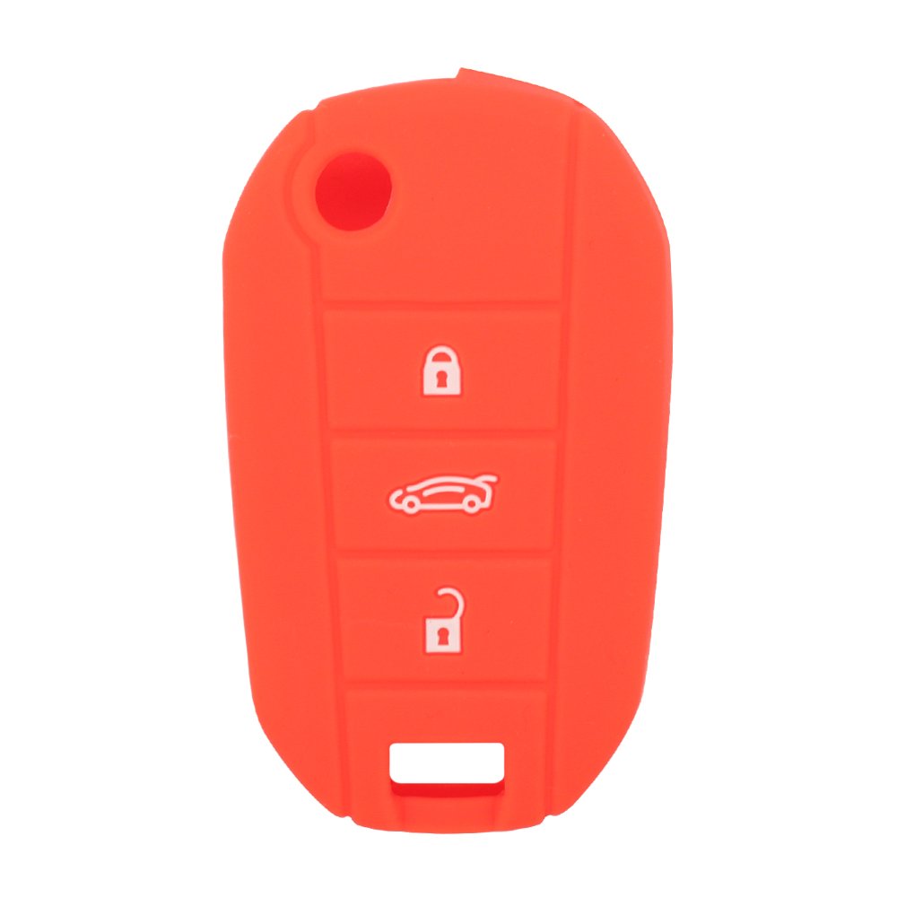 BROVACS Silicone Cover Protector Case Holder Skin Jacket Compatible with PEUGEOT CITROEN 3 Button Flip Remote Key Fob CV4300 Orange — image 1