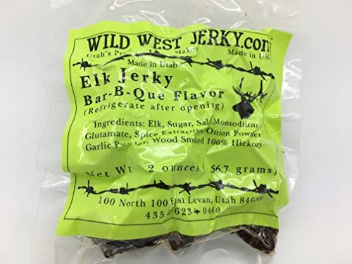 Wild West Jerky #1 Best Premium 100% Natural Grass Fed Hand Stripped 2 OZ. Thick Cut Delicious Tasty Bold Flavor Elk Jerky from Utah USA - Wood Smoked with Hickory Wood