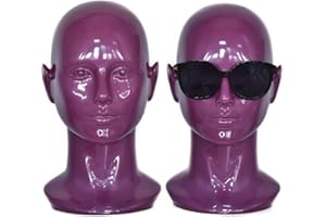 FFXS PVC Mannequin Head Wig Stand Head Female Manikin Head Doll Bald Decorative Head Cosmetology Display Head for Glasses, Hat, Scarf, Jewelry, Headset, Mask, Face mask etc.(Purple) Female1-Purple