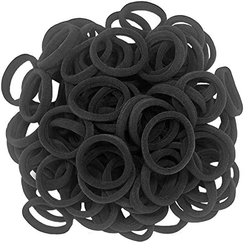 Hair Ties for Thick Hair 20pcs Black Seamless Cotton Ponytail Holders No Crease Damage Hair Bands for Women (Black)