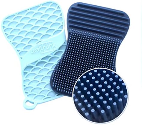 Silicone Scrubber Antibacterial Multipurpose Kitchen Dish Washing Cleaning Sponge 2 pack (Navy Peony/Aqua)
