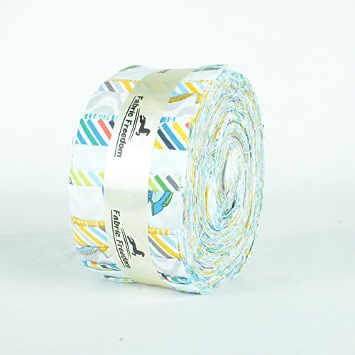 100% Cotton Jelly Rolls Fabric Material for Quilting, Patchwork, Crafts, Sewing Retro Road Trip Design - Pack of 40 Strips (2.5 inch Width x 42 inch Length)