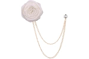 MXUHUI Fashion Bridegroom Wedding Brooches Cloth Art Hand-Made Rose Flower Brooch Lapel Pin Badge Tassel Chain Men's Suit Accessories
