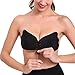 Aedo Strapless Self Adhesive Silicone Invisible Backless Push-up Bras for Women (Cup DDD, Black)