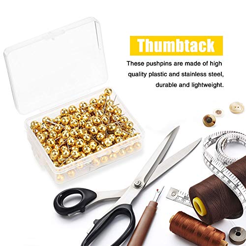 200pcs Polyhedron Faceted Plastic Pushpin Thumbtack Pins Decorative DIY Marking Tool(Gold) - Thumbnail 3