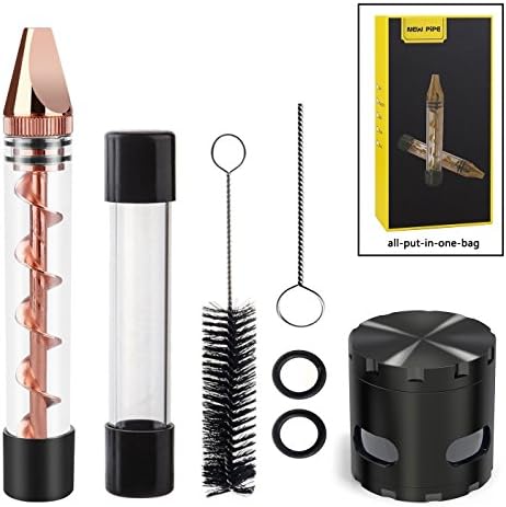 [Upgraded] Rose Gold Grinder Blunt Kit for Herb Leaves,Twisty Pipe Holder with Bottle Replacement Part and Cleaning Tools -US SHIP