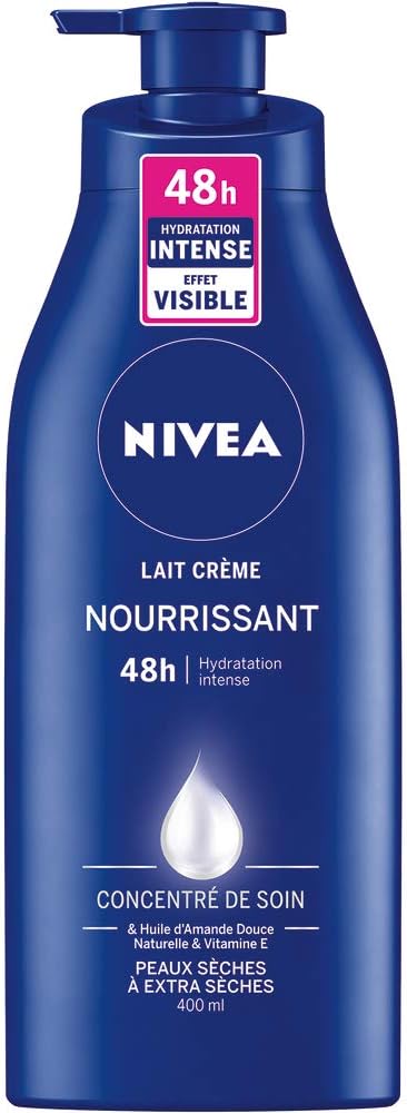NIVEA Lait Crème Nourrissant 48h Body Milk 400ml Dry Very Dry Skin Almond Oil