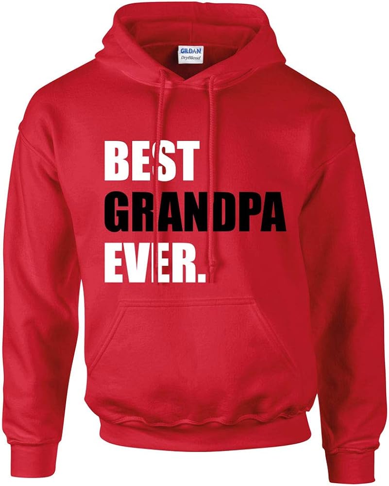 Best Grandpa Ever Hoodie Red Hoody Jumper Top Present Father Birthday Christmas Friend Dad Gift 