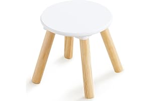 Beright Wooden Step Stool for Kids, 9 Inch Round Kids Chair fit with Sensory Table, Sturdy Sitting Stool with Assembled Four-Legged for Children Toddler, 1 Pack
