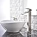 Friho Modern Single Handle Brushed Nickel Waterfall Tall Vessel Sink Bathroom Faucet,With Extra Large Rectangular Spout