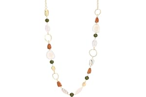 Dazylleco Gold/Rose Gold Beaded Long Necklaces for Women Chunky Long Statement Necklace with Resin Beads Fashion Sweater Chain Costume Jewelry Gifts