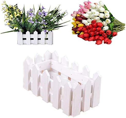 Thinktoo Wooden Flower Plant Fence Picket Storage Holder Garden Wedding Decor White, Wooden Fence, Home Decors Easter Accessories Gifts