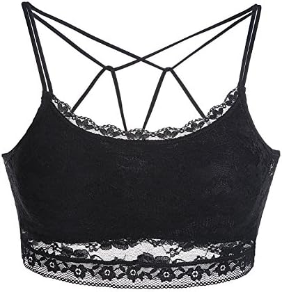 Womens Crisscross Lattice Strappy Back Removable Pad Fashion Sports Bra (one size, Black)