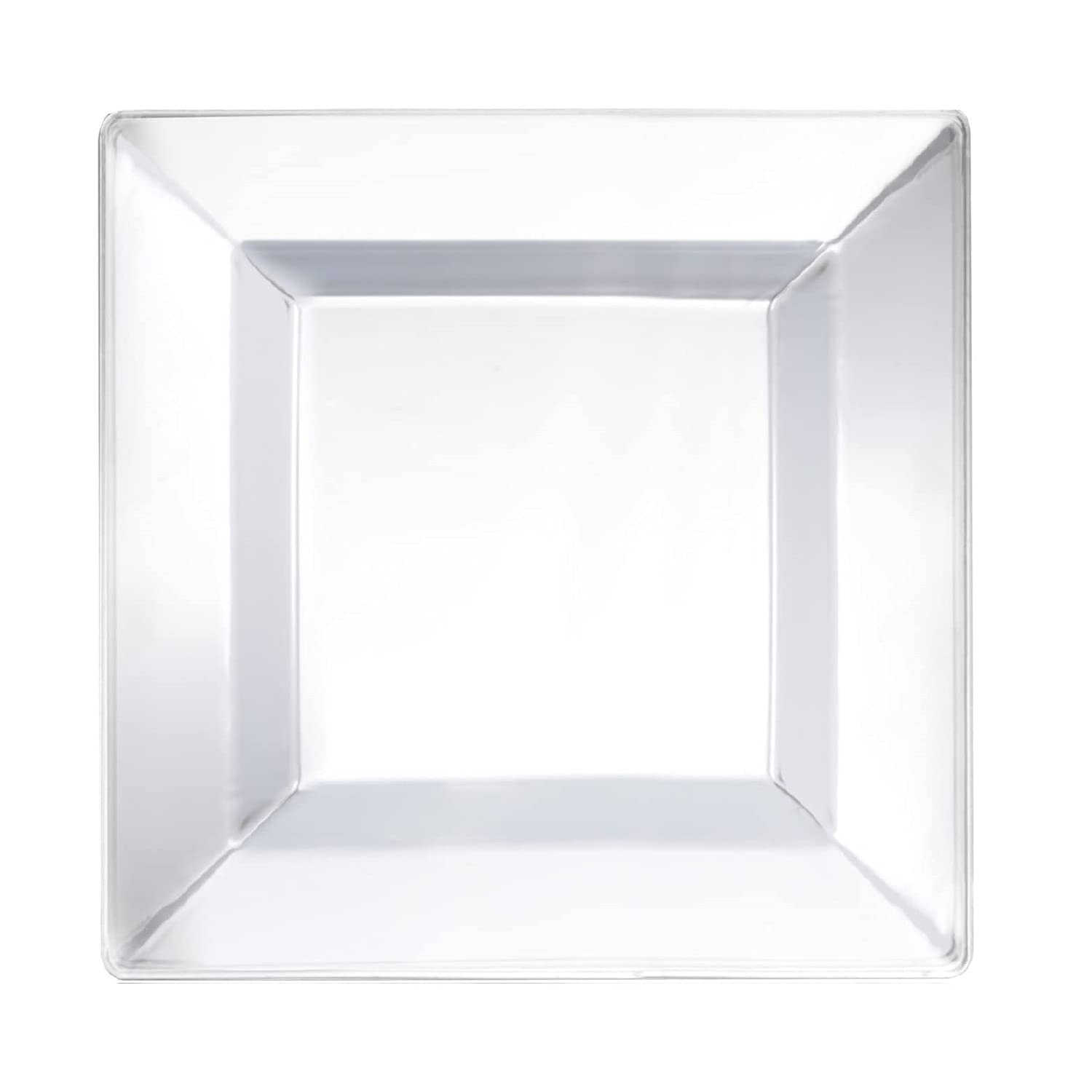 Party Essentials Party Supplies Disposable Classic Square Plastic Plates for Wedding/All Occasions, 10.75″, 40-Count, Clear