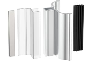 Shuisen 3" Clear Polycarbonate U-Channel with Magnet, 3-3/4" Bright Chrome Frameless Shower Door Handle with Metal Strike for