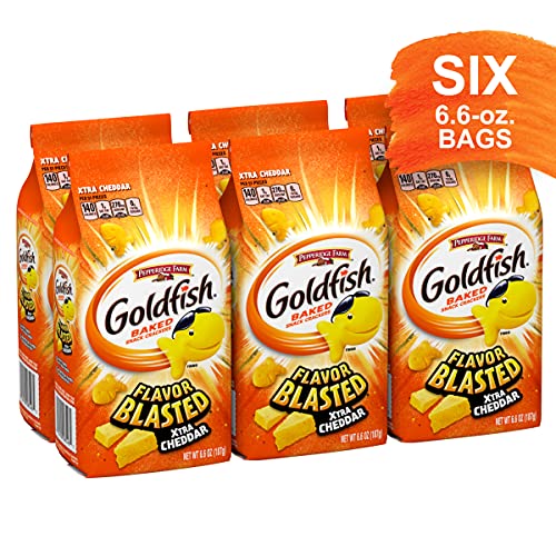 GOLDFISH FLAVOR BLASTED XTRA CHEDDAR CHEESE CRACKERS, BAKED SNACK CRACKERS, 6.6 OZ BAG