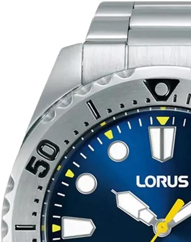 Orologio automatico analogico da uomo con bracciale in acciaio inossidabile, Argento/Blu - RL473BX9