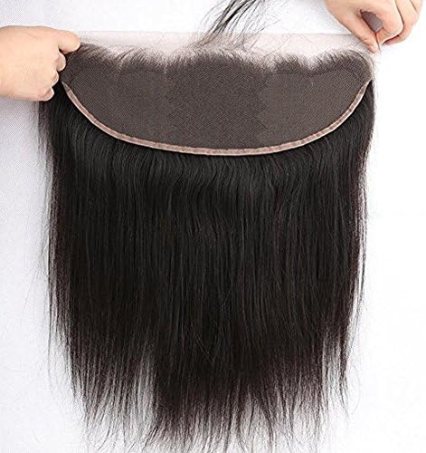 Sunniess Hair Ear to Ear 13x4 Virgin Human Hair Brazilian Full Lace Frontal Closure Straight 13x4 lace frontal Natural Color (8inch)