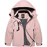 Keevoom Girl's Waterproof Ski Jacket Fleece Snow Coat Windproof Warm Winter Snowboarding Jacket with Removable Hood