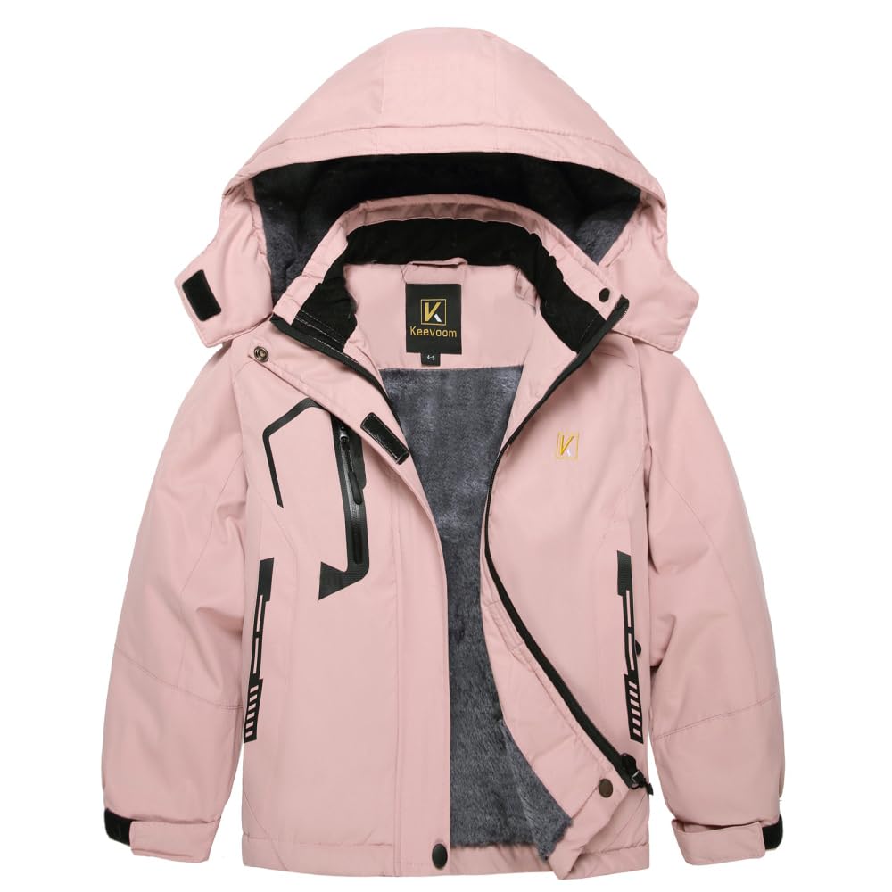 Photo 1 of Keevoom Winter Jackets For Girls,Teenage Waterproof Zipper Up Parka Cold Weather Outdoor Snow Coat Windbreaker Pink Size 8
